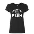 thumbnail image 1 of Tee Hunt Shut Up and Fish Cotton T-Shirt Funny Fishing, Black, XX-Large, 1 of 5