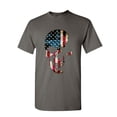 thumbnail image 1 of Tee Hunt Skull Americana T-Shirt Patriotic 4th of July Stars and Stripes Mens Shirt, Charcoal, Medium, 1 of 5