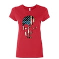 thumbnail image 1 of Tee Hunt Skull Americana Women's T-Shirt Patriotic 4th of July Stars and Stripes Shirt, Red, XX-Large, 1 of 5