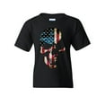 thumbnail image 1 of Tee Hunt Skull Americana Youth T-Shirt Patriotic 4th of July Stars and Stripes Kids Tee, Black, Medium, 1 of 5
