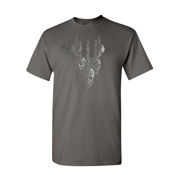Tee Hunt Skulls Hanging on Chains T-Shirt Death Creepy Scary Hell Devil Mens Shirt, Charcoal, Large