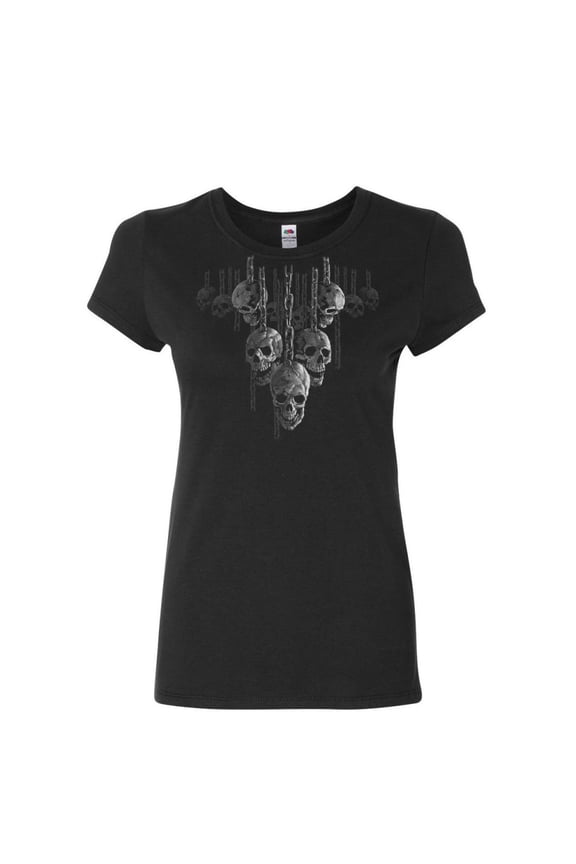 Skulls Hanging on Chains Women's T-Shirt Death Creepy Scary Hell Devil Shirt
