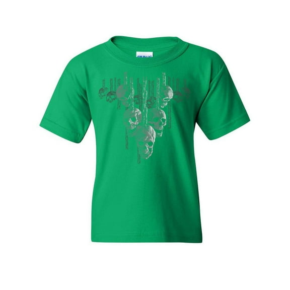 Tee Hunt Skulls Hanging on Chains Youth T-Shirt Death Creepy Scary Hell Devil Kids Tee, Green, X-Large
