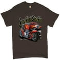 thumbnail image 1 of Tee Hunt Smokin & Strokin T-shirt Chopper Biker Hot Rod Live to Ride Men's Tee, Brown, 5X-Large, 1 of 5