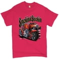 thumbnail image 1 of Tee Hunt Smokin & Strokin T-shirt Chopper Biker Hot Rod Live to Ride Men's Tee, Hot Pink, XX-Large, 1 of 5