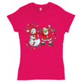 thumbnail image 1 of Tee Hunt Snowman Dabbing with Santa Claus T-Shirt Dab Dance Merry Christmas Women's T-Shirt Tee, Pink, 3X-Large, 1 of 5
