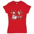 thumbnail image 1 of Tee Hunt Snowman Dabbing with Santa Claus T-Shirt Dab Dance Merry Christmas Women's T-Shirt Tee, Red, X-Large, 1 of 5