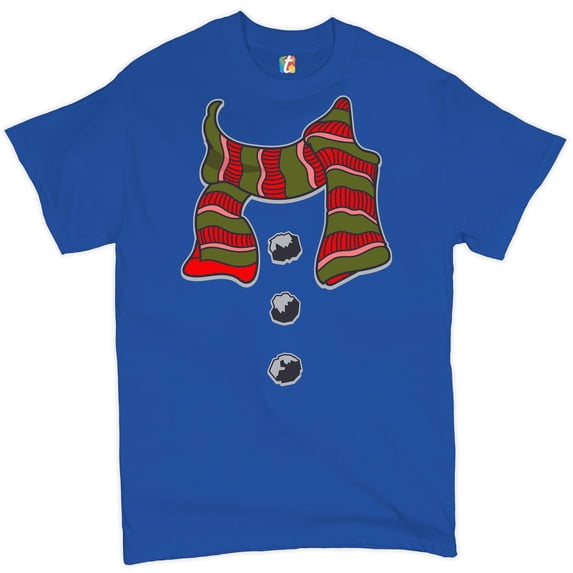 Tee Hunt Snowman Scarf T-Shirt Merry Christmas Holiday Spirit Men's Tee, Blue, Large