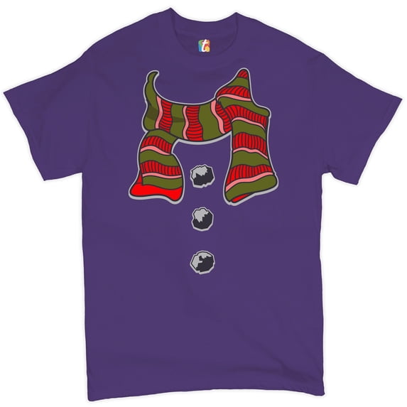 Tee Hunt Snowman Scarf T-Shirt Merry Christmas Holiday Spirit Men's Tee, Purple, 3X-Large