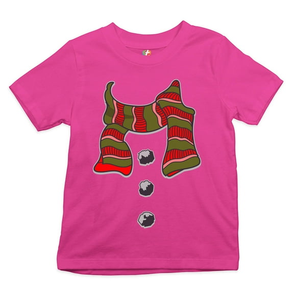 Tee Hunt Snowman Scarf Youth T-Shirt Merry Christmas Holiday Spirit Kids, Pink, Large