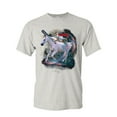thumbnail image 1 of Tee Hunt Space Cat Riding a Unicorn with a Saber T-Shirt Weird Universe Mens Shirt, Ash Gray, XX-Large, 1 of 5