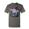 thumbnail image 1 of Tee Hunt Space Cat Riding a Unicorn with a Saber T-Shirt Weird Universe Mens Shirt, Charcoal, Small, 1 of 5