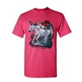 thumbnail image 1 of Tee Hunt Space Cat Riding a Unicorn with a Saber T-Shirt Weird Universe Mens Shirt, Hot Pink, Large, 1 of 5