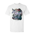 thumbnail image 1 of Tee Hunt Space Cat Riding a Unicorn with a Saber T-Shirt Weird Universe Mens Shirt, White, 5X-Large, 1 of 5