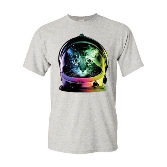 Tee Hunt Space Cat T-Shirt Astronaut Kitten Neon Galaxy Shirt, Ash Gray, X-Large
