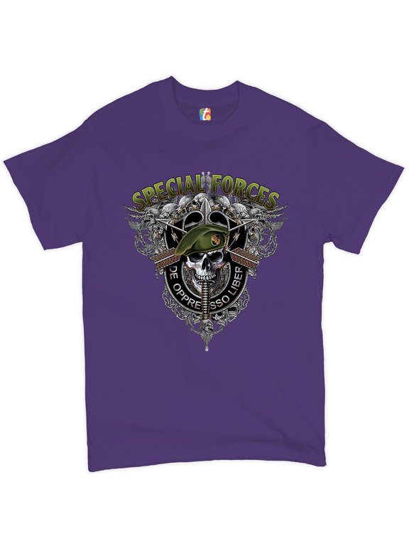 Special Forces De Oppresso Liber T-Shirt US Berets Men's Tee, Purple, Large