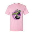 thumbnail image 1 of Tee Hunt Squirrel Riding T-Rex Riding Asteroid T-Shirt Funny Space Weird Mens Shirt, Light Pink, Small, 1 of 5