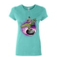 thumbnail image 1 of Tee Hunt Squirrel Riding T-Rex Riding Asteroid Women's T-Shirt Funny Space Weird Shirt, Light Blue, Large, 1 of 5