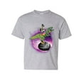 thumbnail image 1 of Tee Hunt Squirrel Riding T-Rex Riding Asteroid Youth T-Shirt Funny Space Weird Kids Tee, Gray, Medium, 1 of 5
