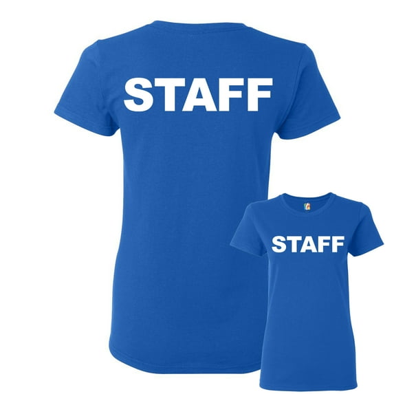 Tee Hunt Staff Women's T-Shirt Event Staff Uniform Employee Party Security Shirt, Blue, Large