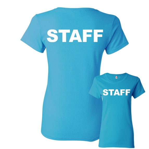 Tee Hunt Staff Women's T-Shirt Event Staff Uniform Employee Party Security Shirt, Light Blue, Large