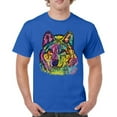 thumbnail image 1 of Tee Hunt Stare of The Wolf T-Shirt Dean Russo Colorful Neon Animal Men's Tee, Blue, Medium, 1 of 5