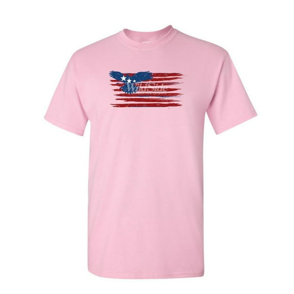 Tee Hunt Stars and Stripes Bald Eagle Flag T-Shirt Patriotic 4th of July Mens Shirt, Light Pink, XX-Large