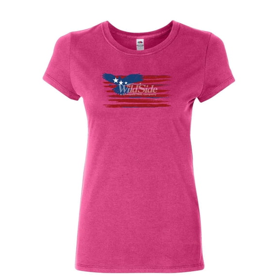 Tee Hunt Stars and Stripes Bald Eagle Flag Women's T-Shirt Patriotic 4th of July Shirt, Pink, Large