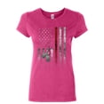 thumbnail image 1 of Tee Hunt Stars and Stripes Dog Tags Women's T-Shirt Military American Patriot USA Shirt, Pink, X-Large, 1 of 5