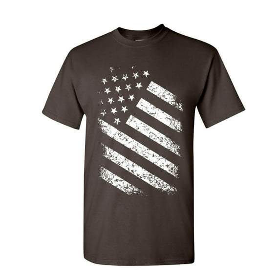 Tee Hunt Stars and Stripes T-Shirt 4th of July United States Flag Pride Mens Shirt, Brown, Small
