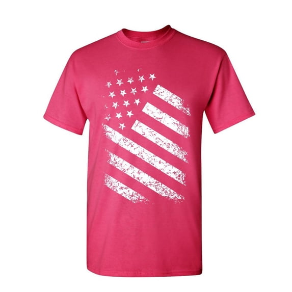 Tee Hunt Stars and Stripes T-Shirt 4th of July United States Flag Pride Mens Shirt, Hot Pink, Small