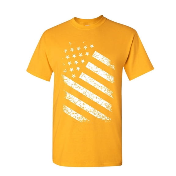 Tee Hunt Stars and Stripes T-Shirt 4th of July United States Flag Pride Mens Shirt, Yellow, Small