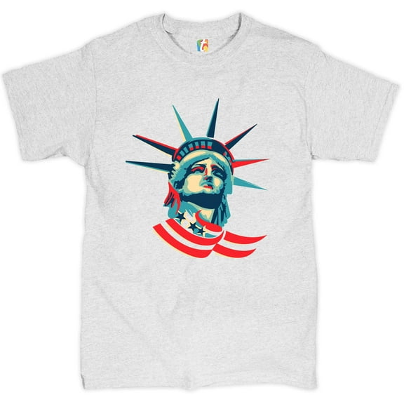 Tee Hunt Statue of Liberty T-Shirt 4th of July Independence Day Patriotic Men's Tee, Ash Gray, Large