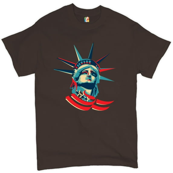 Tee Hunt Statue of Liberty T-Shirt 4th of July Independence Day Patriotic Men's Tee, Brown, 4X-Large