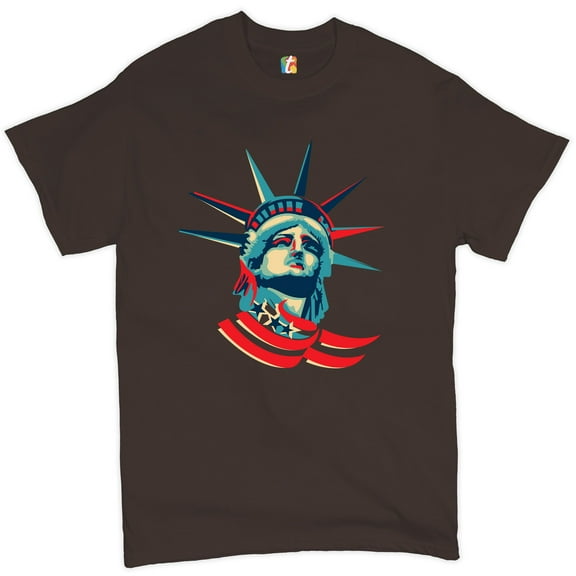 Tee Hunt Statue of Liberty T-Shirt 4th of July Independence Day Patriotic Men's Tee, Brown, Medium