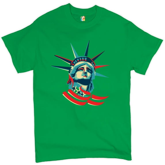 Tee Hunt Statue of Liberty T-Shirt 4th of July Independence Day Patriotic Men's Tee, Green, Medium
