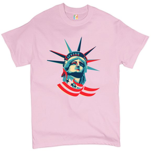 Tee Hunt Statue of Liberty T-Shirt 4th of July Independence Day Patriotic Men's Tee, Light Pink, 5X-Large