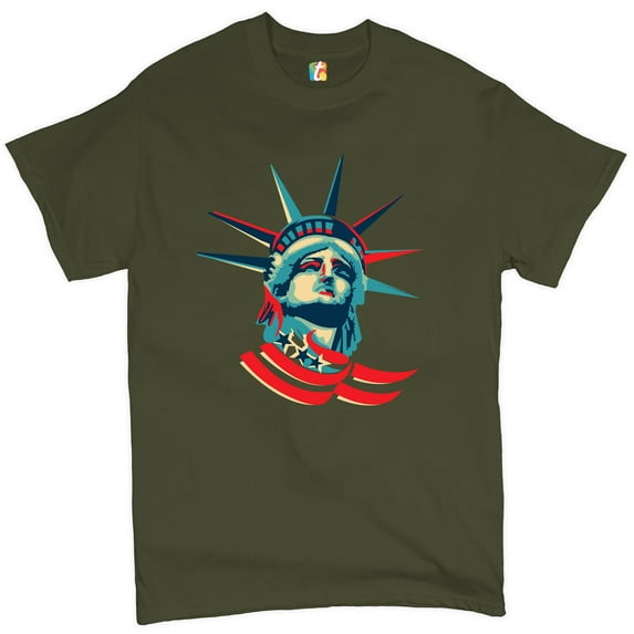 Tee Hunt Statue of Liberty T-Shirt 4th of July Independence Day Patriotic Men's Tee, Military Green, X-Large