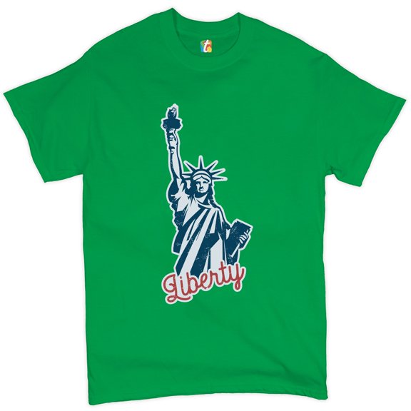 Tee Hunt Statue of Liberty T-shirt Freedom Independence 4th of July NYC USA Men's Tee, Green, Small