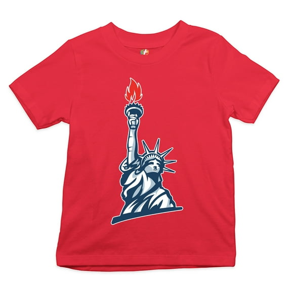Tee Hunt Statue of Liberty Youth T-Shirt Manhattan New York 4th of July Freedom Kids, Red, Medium