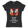 thumbnail image 1 of Tee Hunt Stressed Blessed and Christmas Obsessed T-Shirt Funny Reindeers Women's T-Shirt Tee, Black, 3X-Large, 1 of 5