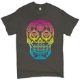 thumbnail image 1 of Tee Hunt Sugar Skull Calavera Diamond Eyes T-Shirt Day of The Dead Men's Novelty Shirt, Charcoal, Large, 1 of 5