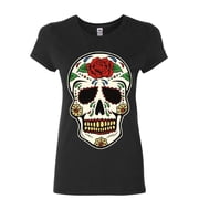 Tee Hunt Sugar Skull Calavera Womens T-Shirt Dia de Los Muertos Day of The Dead Shirt