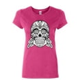 thumbnail image 1 of Tee Hunt Sugar Skull Cotton T-Shirt Loyalty Integrity Devotion Honor, Pink, Medium, 1 of 5