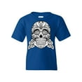 thumbnail image 1 of Tee Hunt Sugar Skull Youth T-Shirt Loyalty Integrity Devotion Honor, Blue, Small, 1 of 5