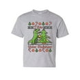 thumbnail image 1 of Tee Hunt T-Rex Hates Christmas Youth T-Shirt Funny Xmas Ugly Sweater Dinosaur Kids Tee, Gray, Large, 1 of 4
