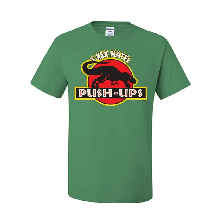 Tee Hunt T-Rex Hates Push-Ups T-Shirt Funny T Rex Dinosaur Gym