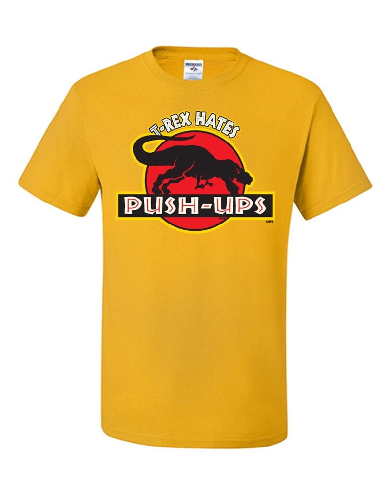 Tee Hunt T-Rex Hates Push-Ups T-Shirt Funny T Rex Dinosaur Gym