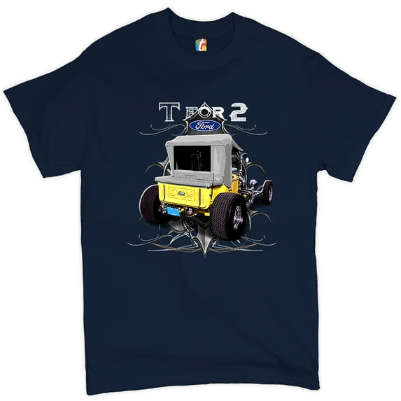 Tee Hunt T for 2 T-Shirt Ford Model T Hot Rod American Muscle Licensed Men's Tee, Navy Blue, Large