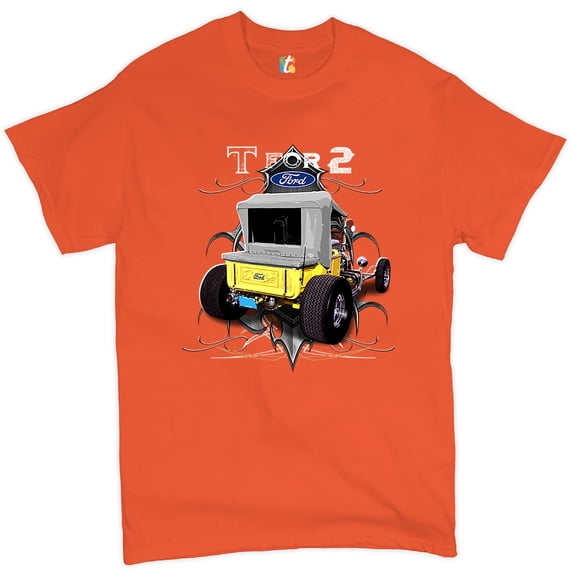 Tee Hunt T for 2 T-Shirt Ford Model T Hot Rod American Muscle Licensed Men's Tee, Orange, Large